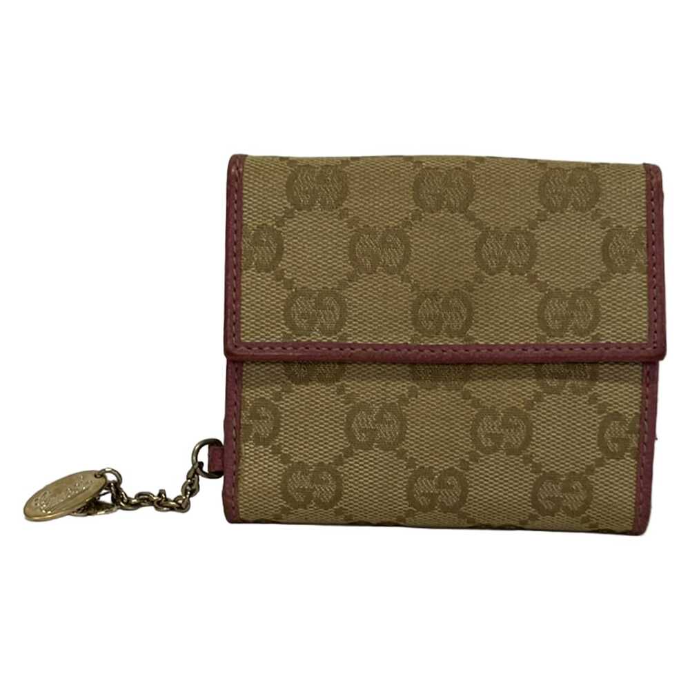 Gucci GG Bifold Wallet 154183 Cream Pink Denim Leather